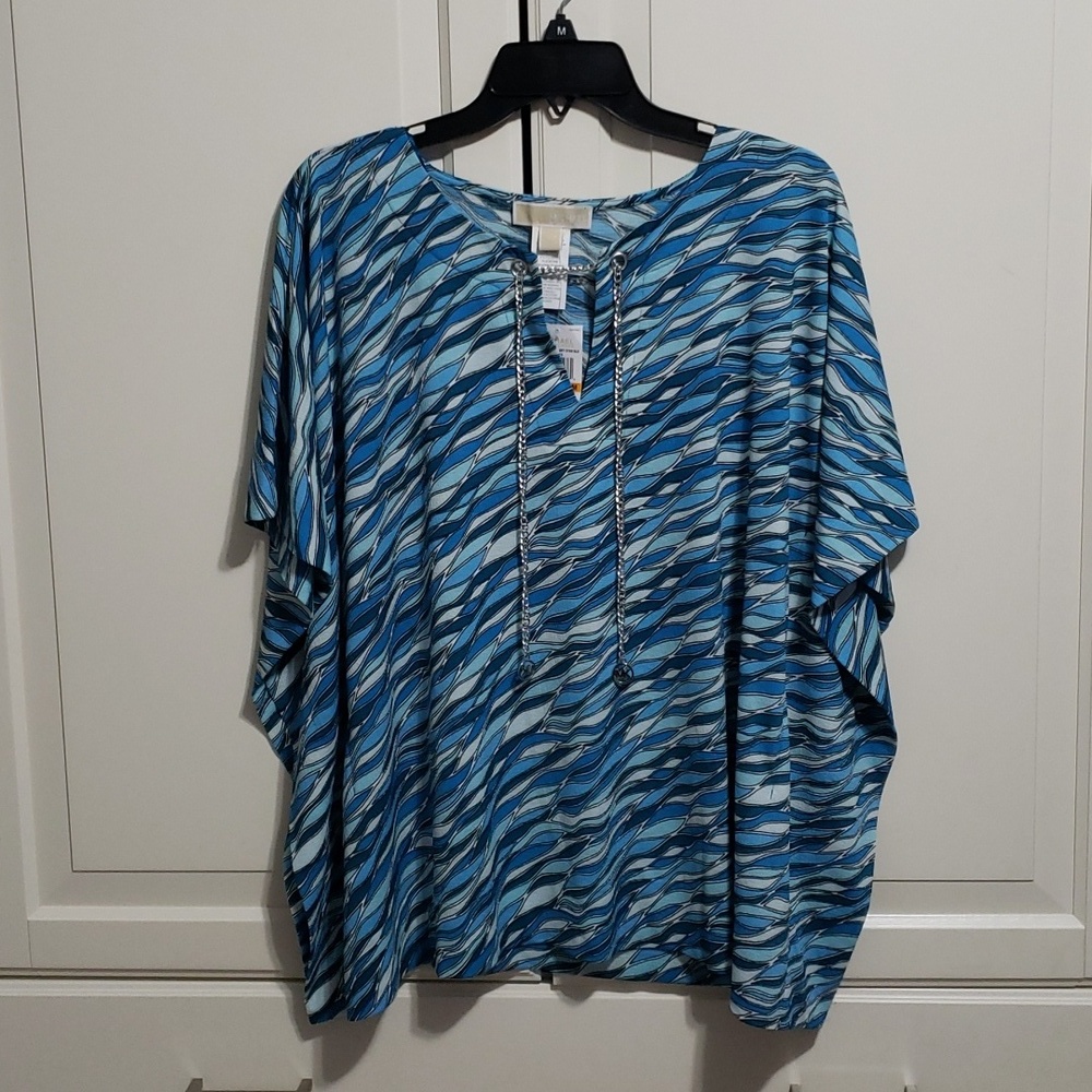 NWT Michael Kors Women's V-Neck Caftan Chain Detail Top Blouse